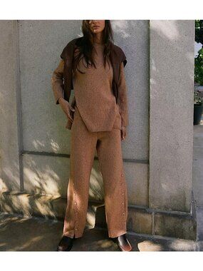 Free People Button Up Sweater Set Minimalist Loungewear Boho Chic Cozy Womens S
